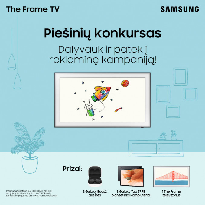 „Samsung Frame TV“ kviečia vaikus dalyvauti piešinių konkurse – laukia išties išskirtiniai prizai!